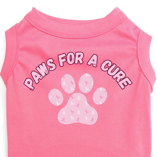 Breast Cancer Awareness Dog Shirt "Paws for a Cure" Pet Breast Cancer Awareness T-Shirt