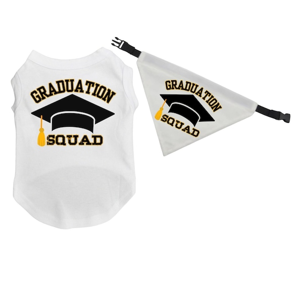 Graduation Dog shirt for Dogs "Graduation Squad" with Matching Bandana Pet Shirt for large and small dogs Senior graduation gift