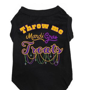 Camiseta para cachorro Mardi Gras &quot;Jogue-me guloseimas&quot; Camiseta divertida e festiva para animais de estimação, cães pequenos e grandes, presente para cachorro Mardi Gras