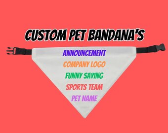 Custom White Pet Collar Bandana Create a Unique Look for Your Pet Personalized Dog and Cat Over the Collar Bandana Make your own pet Bandana