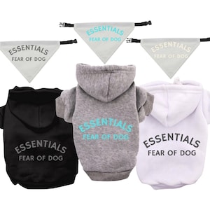Trendy Essentials Dog Sweater or Collar Bandana Fun Designer Cozy Pet Hoodie and Matching Collar Gift