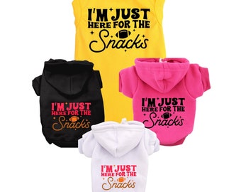 Funny Football Pet Shirt or Hoodie &quot;I&#39;m here for the Snacks&quot; Retro Game Day shirt for large and small dogs Perfect Super Bowl dog Shirt