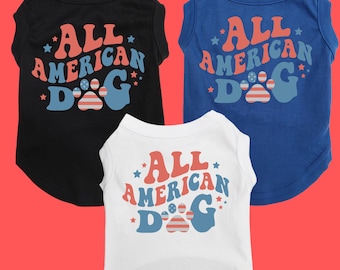 All American Dog Shirt or Hoodie– 4th of July Dog Outfit, USA Pet Clothes, Patriotic dog Hoodie for large and small dogs