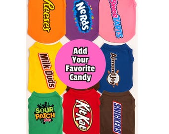 Custom Candy Dog Shirts –Personalize with Your Favorite Candy Halloween Costume Group Costume Unique Gift for Dog Lovers large and small dog