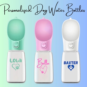 Personalized Dog Water Bottle – Custom Travel Pet Water Dispenser with Name – Leak-Proof Portable Puppy Water Bottle Walks, Hikes, Car Trips