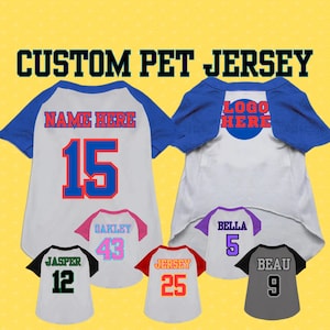 Custom Baseball Dog Jersey- Personalized Sports Team Raglan baseball style with Team Logo for Large and Small dogs or cats Spring Training