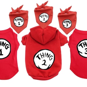 Thing 1 Thing 2 Thing 3 Haustier-Shirt Hoodie oder Bandana Fun Passendes Halloween Hundekostüm Dr. Seus Shirts und Hoodies für große und kleine Hunde