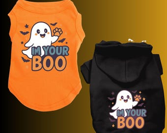 Chemise ou sweat à capuche pour chien I'm Your Boo - joli costume de fantôme d'Halloween pour animal de compagnie, tenue d'Halloween pour chien, vêtements d'automne pour chiens pour grands et petits chiens