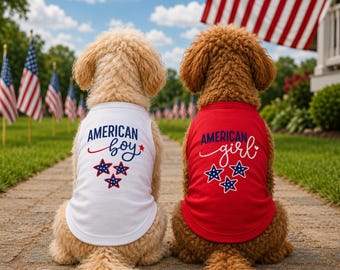 Amerikaanse hondenshirts voor jongens en meisjes | Patriottische bijpassende shirts voor huisdieren | 4 juli Hondenshirt | Rood wit blauw puppy-T-shirt | Hondenkleding VS