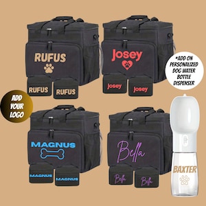 Personalisierte Haustier Reisetasche Set mit Haustier Name auf allen 4 Stück-Doggie Daycare Lunch Bag-Custom Dog Weekend Bag-Groomer-Trainer-Dog Mom Geschenk