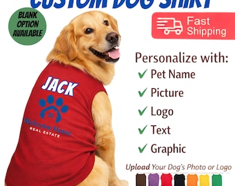 Custom Pet Shirt: Create a Unique Look for Your Pet - Personalized Dog Shirt- Logos Graphics Pictures Text Dog Name for Large and Small dogs