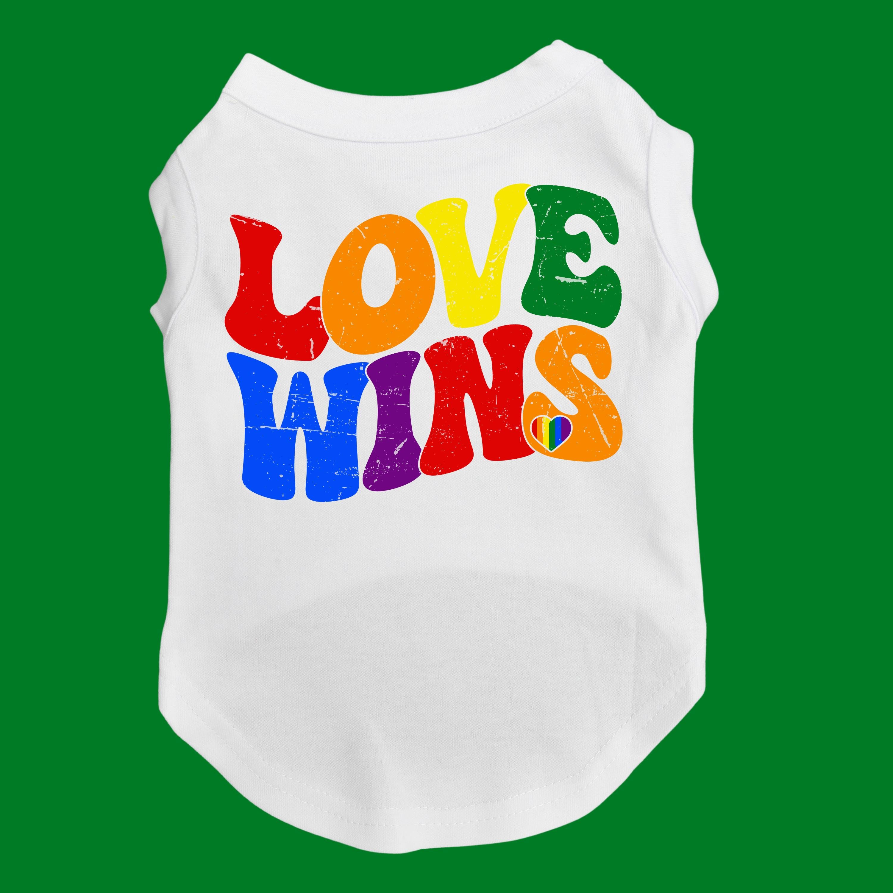Love Wins Dog Shirt – Gay Pride Dog Clothes – LGBTQ+ Rainbow Pet Tee – Pride Month Outfit