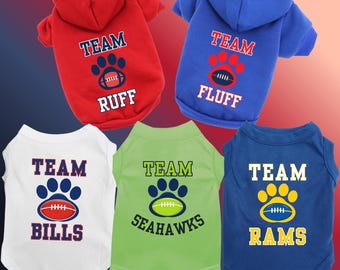 Camiseta o sudadera de fútbol personalizada para perro, camiseta de equipo personalizada para perro, atuendo de fútbol para perro, ropa para el día del partido para perros grandes y pequeños