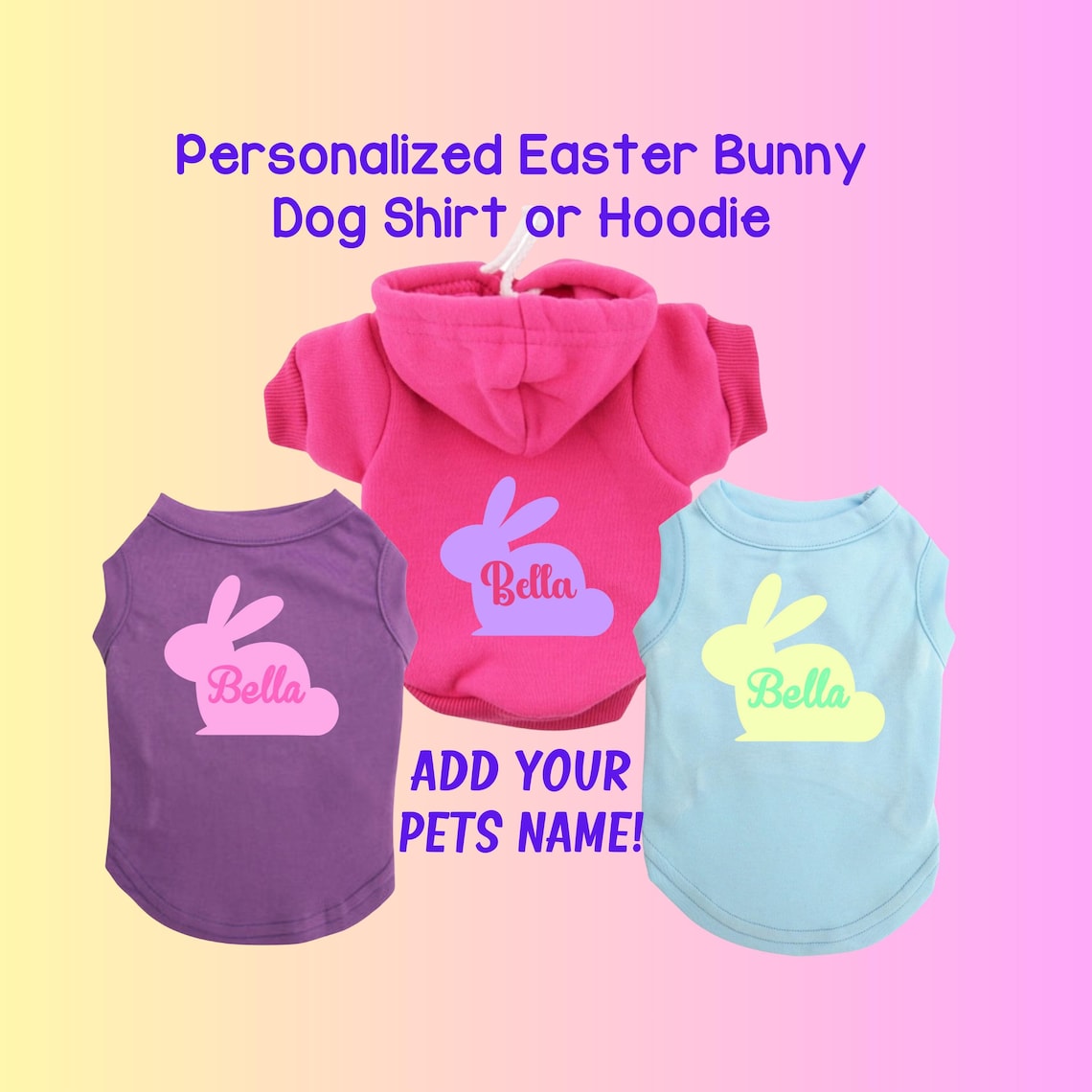 Personalized Easter Bunny Dog Shirt or Hoodie.