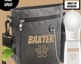Personalized Dog Walking Bag and Water Bottle Dispenser with Name or Customization - 2 in 1 Shoulder or Fanny Style- Trainer- Dog Mom Gift