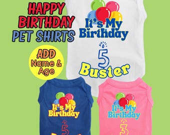 Custom Birthday Dog Shirt - Personalized Birthday Pet shirt for large and small Dogs and Cats Happy Birthday Party Pet outfit