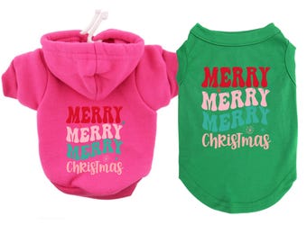Merry Christmas Pet Shirt or Hoodie Festive Cozy and Trendy Winter dog or cat Sweater or T-Shirt for Large and small dogs Great Dog Mom Gift