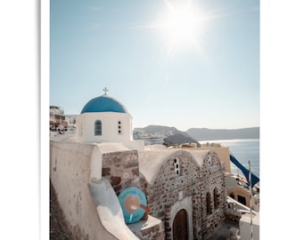 Santorini Dome Print, Santorini, Greece, Large Wall Art, Home Decor, Digital Download, Greece Photography
