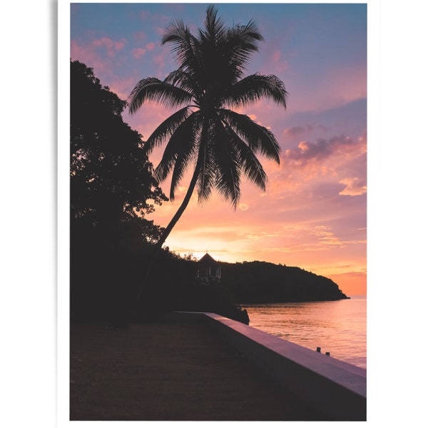 Jamaica Beach Print, Sunset Palm Tree Beach, Ocho Rios, Jamaica, Large Wall Art, Beach Decor, Digital Download, Jamaica Photography