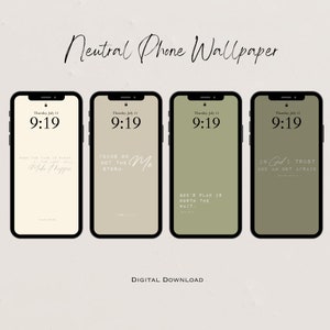 Neutral Bible verse wallpapers | 4 pack affirming Christian wallpapers for phone | Minimalistic aesthetic background | Faith based | Digital
