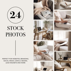 Home Office Faceless Stock Photo Bundle Work from Home Mom 24 Neutral Styled Lifestyle Images