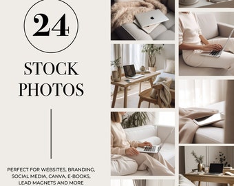 Home Office Faceless Stock Photo Bundle Work from Home Mom 24 Neutral Styled Lifestyle Images