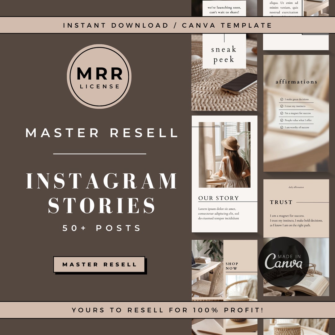 MRR Canva Instagram Stories Template Master Resell Rights Neutral IG ...