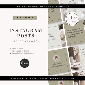 PLR Canva Template Instagram Post Resell IG Done For You Templates Private Label Rights