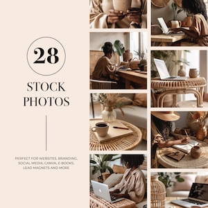 Black Woman Home Office Stock Photo Bundle Work from Home Mom Blog 28 Neutral Lifestyle Images