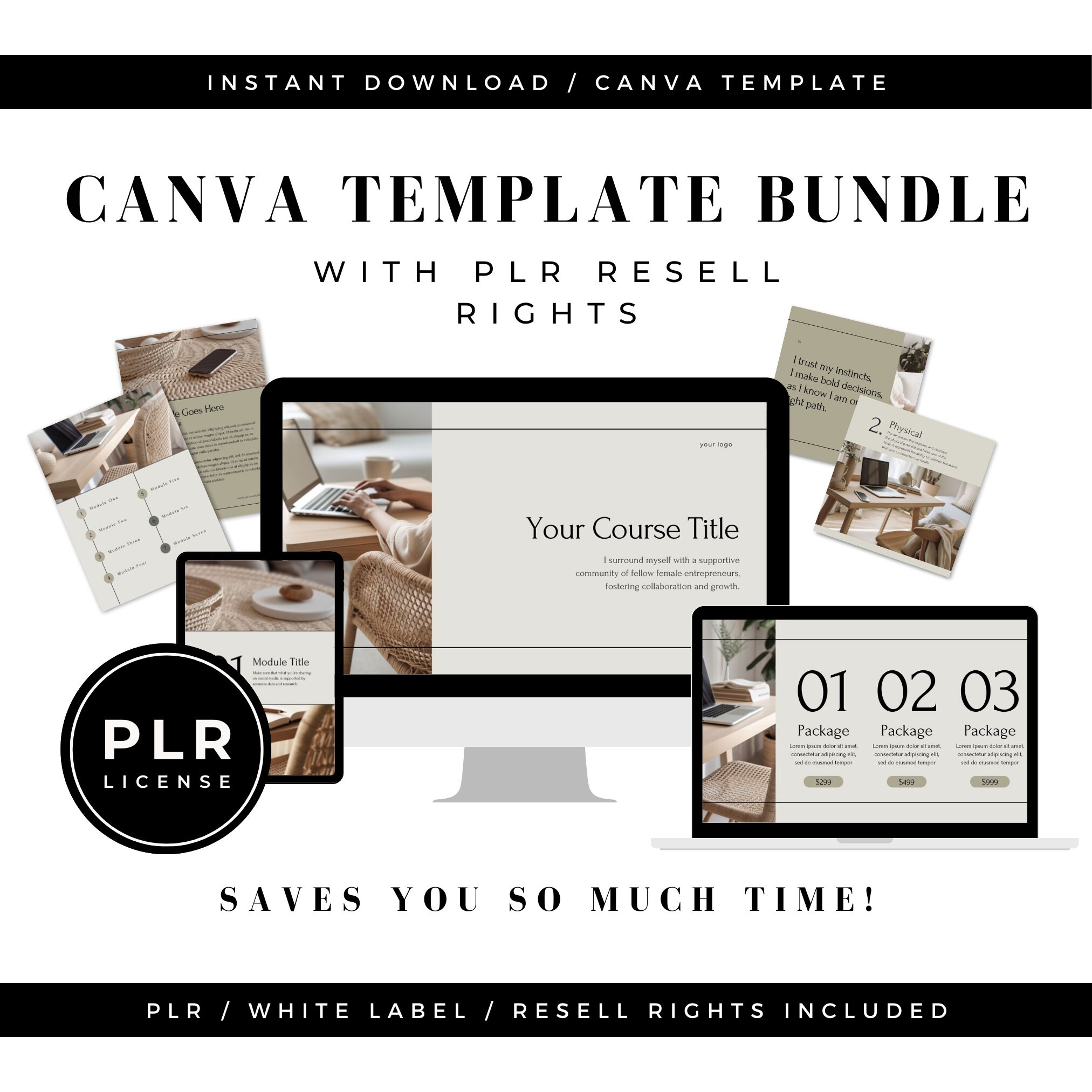 PLR Resell Template Bundle Canva Minimalist Ebook & Social Media ...