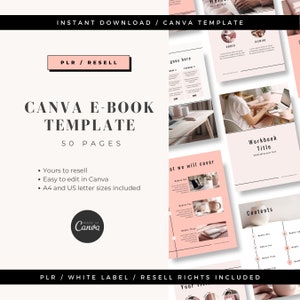PLR Resell Ebook Template Canva Pink Workbook Templates Online Business Course Private Label