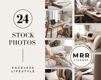 Faceless Stock Photo Master Resell Rights Lifestyle Image Bundle Boho Work from Home Office 24 Bohemian Photos