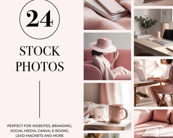 Pink Home Office Stock Photo Bundle Work from Home Mom Styled Stock Photos  24 Lifestyle Images