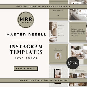 MRR Canva Instagram Resell Template with Master Resell Rights Done For You IG Posts Digital Product