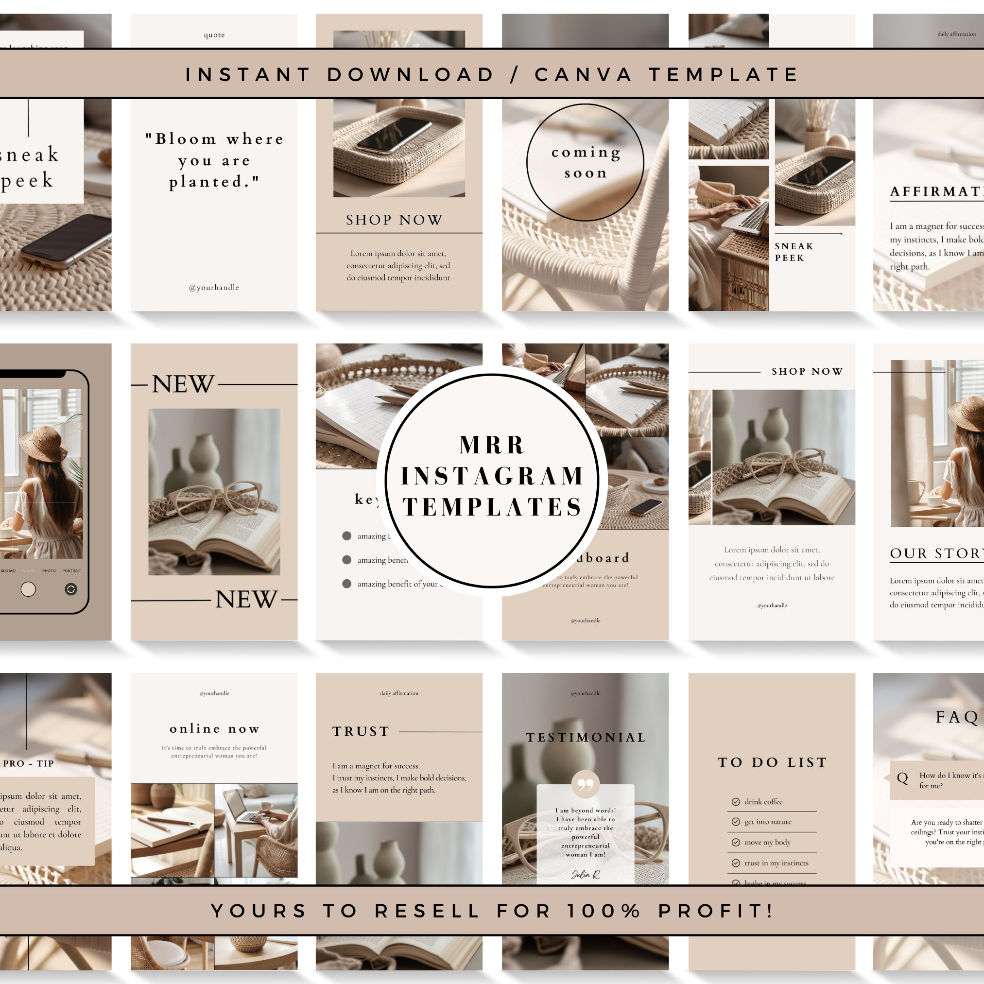 MRR Canva Instagram Stories Template Master Resell Rights Neutral IG ...