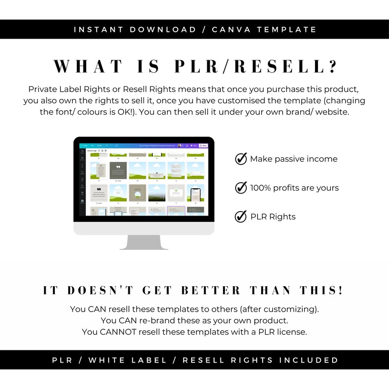 PLR Canva Template Instagram Post Resell IG Done for You Templates