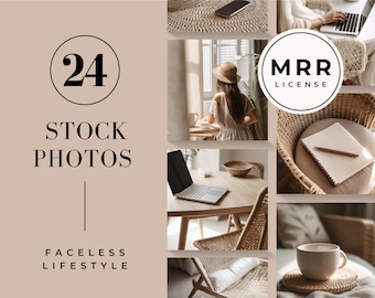 MRR Faceless Stock Photo Bundle Boho Resell Work from Home Office 24 Bohemian Lifestyle Images