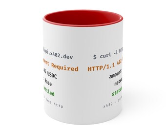 Taza con terminal x402, taza de café con el mensaje "Se requiere pago" de Curl 402, taza para programadores con diseño envolvente, regalo para desarrolladores, 325 ml (11 oz)