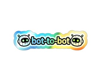 Pegatina holográfica troquelada de robot a robot / logotipo de robot, contorno arcoíris