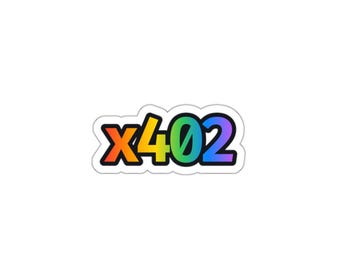 Pegatina troquelada x402 Arcoíris, Letras de espectro completo, Vinilo para portátil