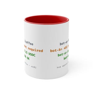 エージェントがコーヒーを買う方法マグカップ - GET Coffee 402 to 200 OK、x402 ロボットターミナルマグ、開発者ギフト、11オンス