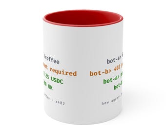 Cómo los agentes compran taza de café - GET Coffee 402 a 200 OK, taza de terminal de robot x402, regalo para desarrolladores, 325 ml