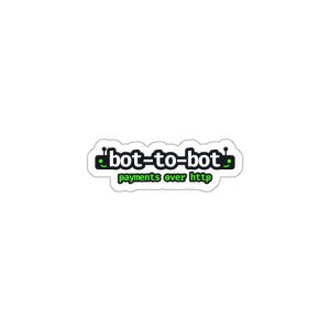 Bot-to-Bot Die-Cut Sticker, Cute Robot Heads x402 Payments, Vinyl Laptop Sticker