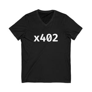 x402 V-Neck Tee, Bella Canvas Cotton V Neck with ForgeMesh Sleeve Logo, Payments Over HTTP, Developer Gift, Unisex