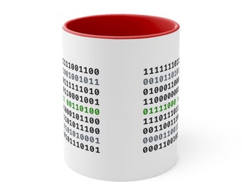 Taza con código binario x402, taza de café con diseño binario ASCII, regalo para programadores, ceros tachados, 325 ml (11 oz)