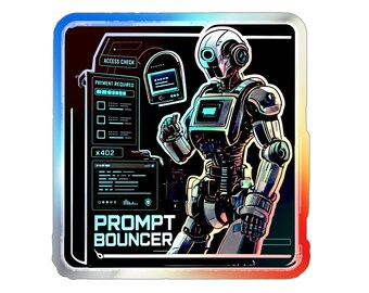 Pegatina holográfica de portero / Robot portero con IA / x402 Se requiere pago Troquelado