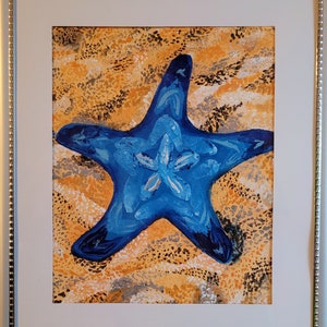 Blue Star - origineel acryl schilderij op canvas papier