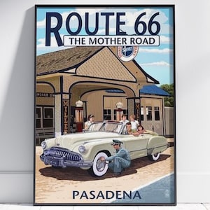 Route 66 Pasadena Vintage Poster