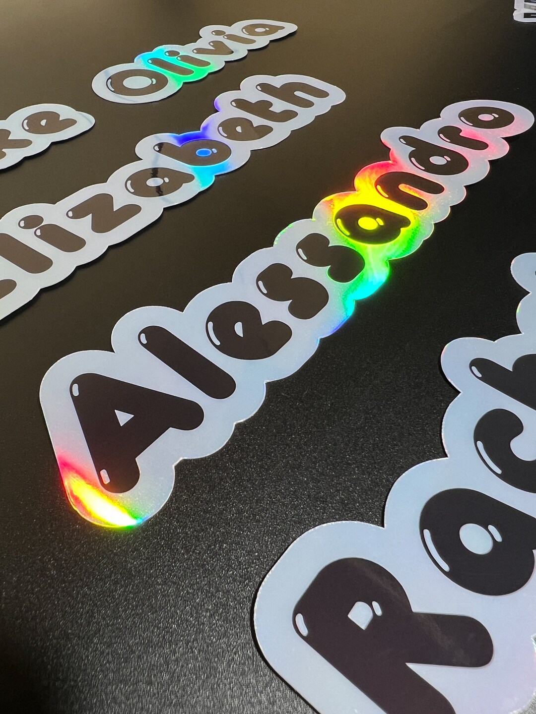 Custom Holographic Name Sticker Personalized Text Sticker Etsy