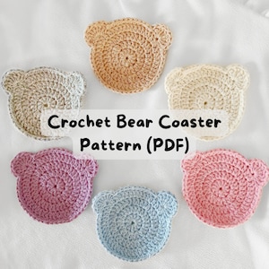 Crochet Bear Coaster Pattern, Crochet Pattern PDF, Crochet Bear Tutorial, Crochet Digital Pattern PDF, Handmade Bear Coaster, Animal Coaster